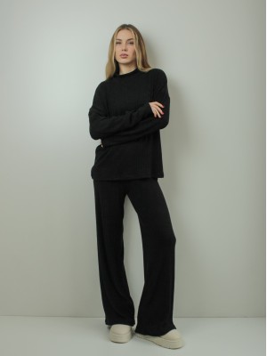 Костюм жіночий рубчик ангора чорний 10530