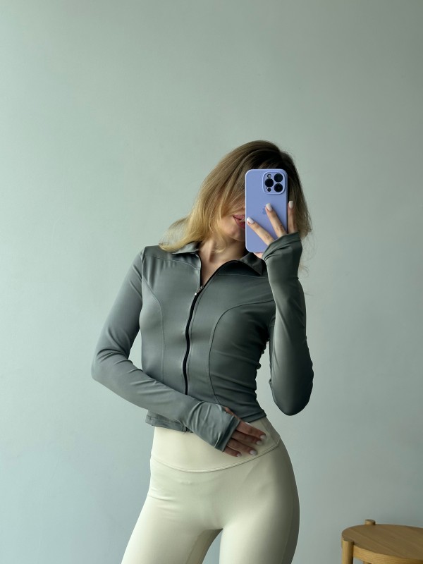 Спортивна кофта жіноча мікродайвінг сірий 