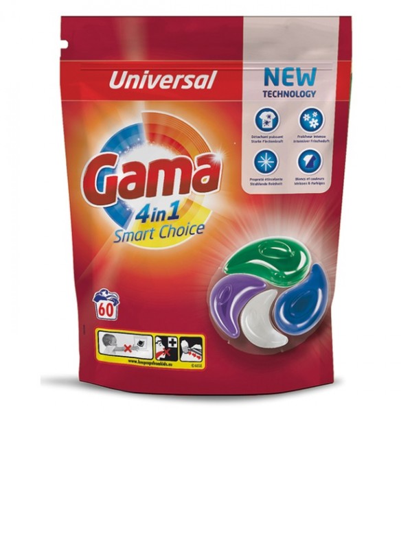 Капсули для прання Gama 4в1 універсальні 60 шт