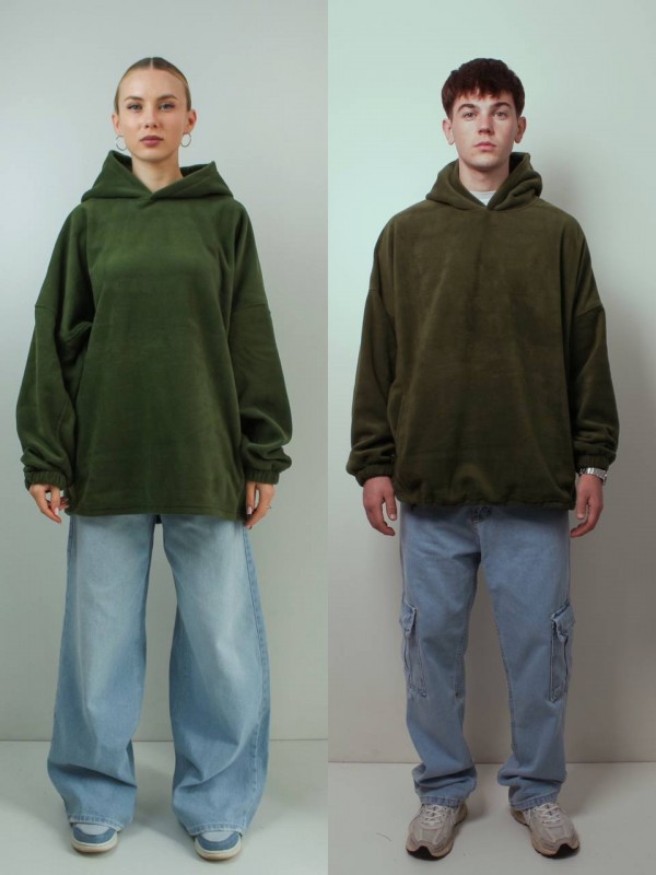 Худі унісекс оверсайз фліс хакі ONE SIZE 10024