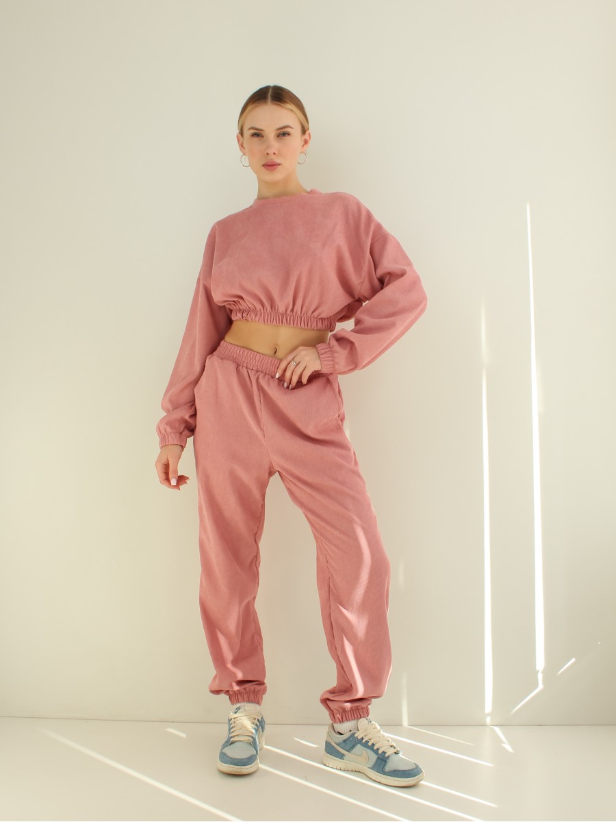 Костюм жіночий мікровельвет рожевий 10058