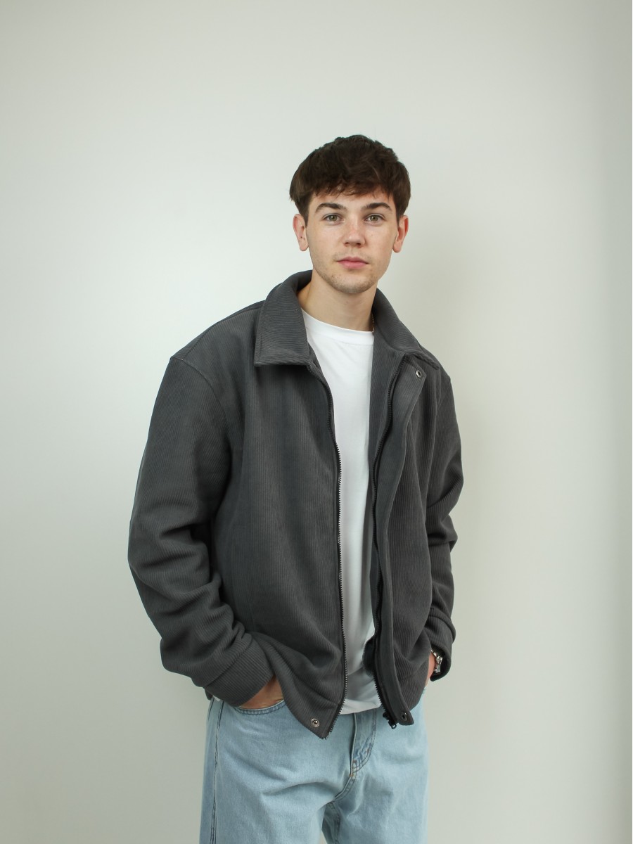 Куртка чоловіча з мікровельвету з начосом сірий 10700